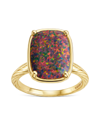 Sterling Silver Brown Opal Elongated Cushion Ring