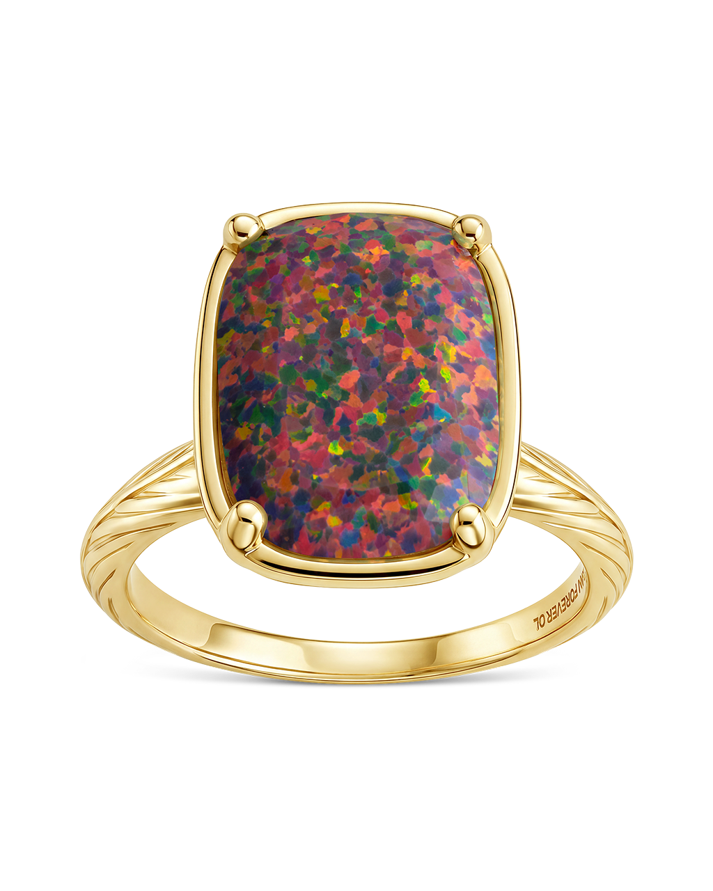 Sterling Silver Brown Opal Elongated Cushion Ring