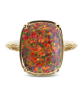 Sterling Silver Brown Opal Elongated Cushion Ring