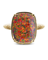 Sterling Silver Brown Opal Elongated Cushion Ring