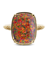 Sterling Silver Brown Opal Elongated Cushion Ring