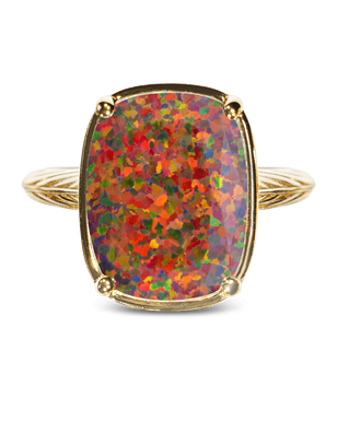 Sterling Silver Brown Opal Elongated Cushion Ring