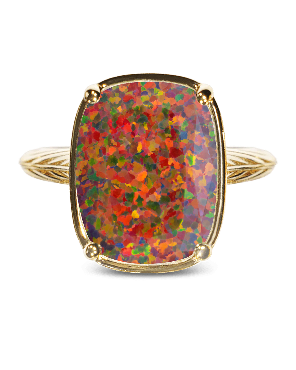 Sterling Silver Brown Opal Elongated Cushion Ring