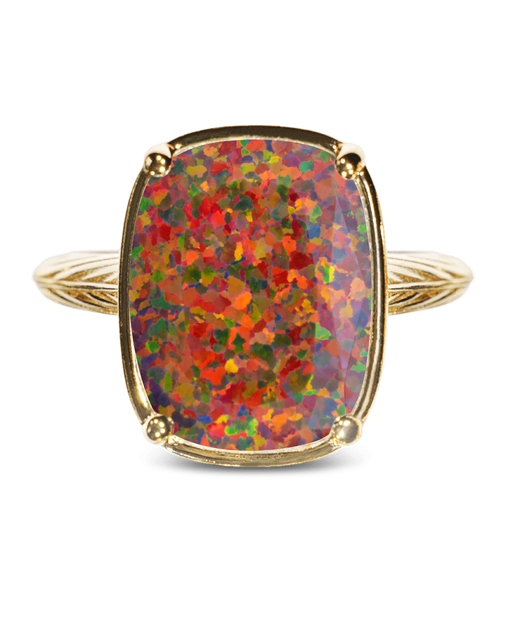 Sterling Silver Brown Opal Elongated Cushion Ring