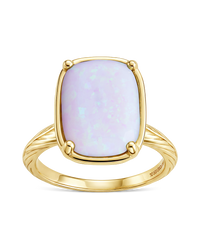 Sterling Silver Frosted Opal Elongated Cushion Ring