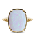 Sterling Silver Frosted Opal Elongated Cushion Ring