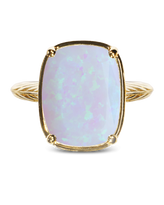 Sterling Silver Frosted Opal Elongated Cushion Ring