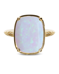Sterling Silver Frosted Opal Elongated Cushion Ring