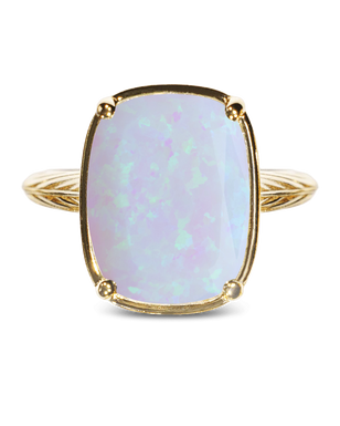 Sterling Silver Frosted Opal Elongated Cushion Ring