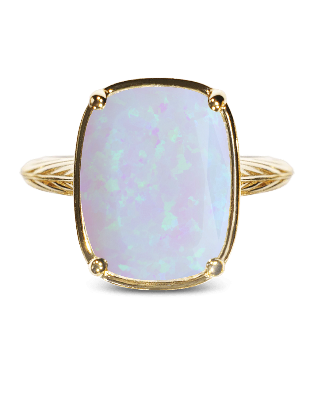 Sterling Silver Frosted Opal Elongated Cushion Ring