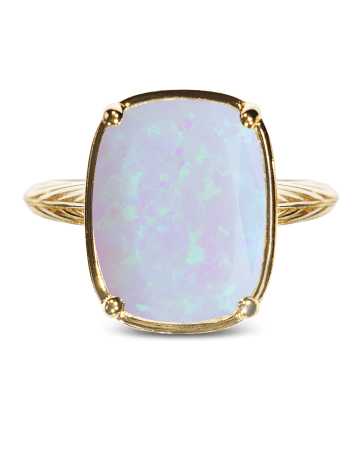 Sterling Silver Frosted Opal Elongated Cushion Ring