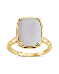 Sterling Silver Milky Light Violet Opal Elongated Cushion Ring