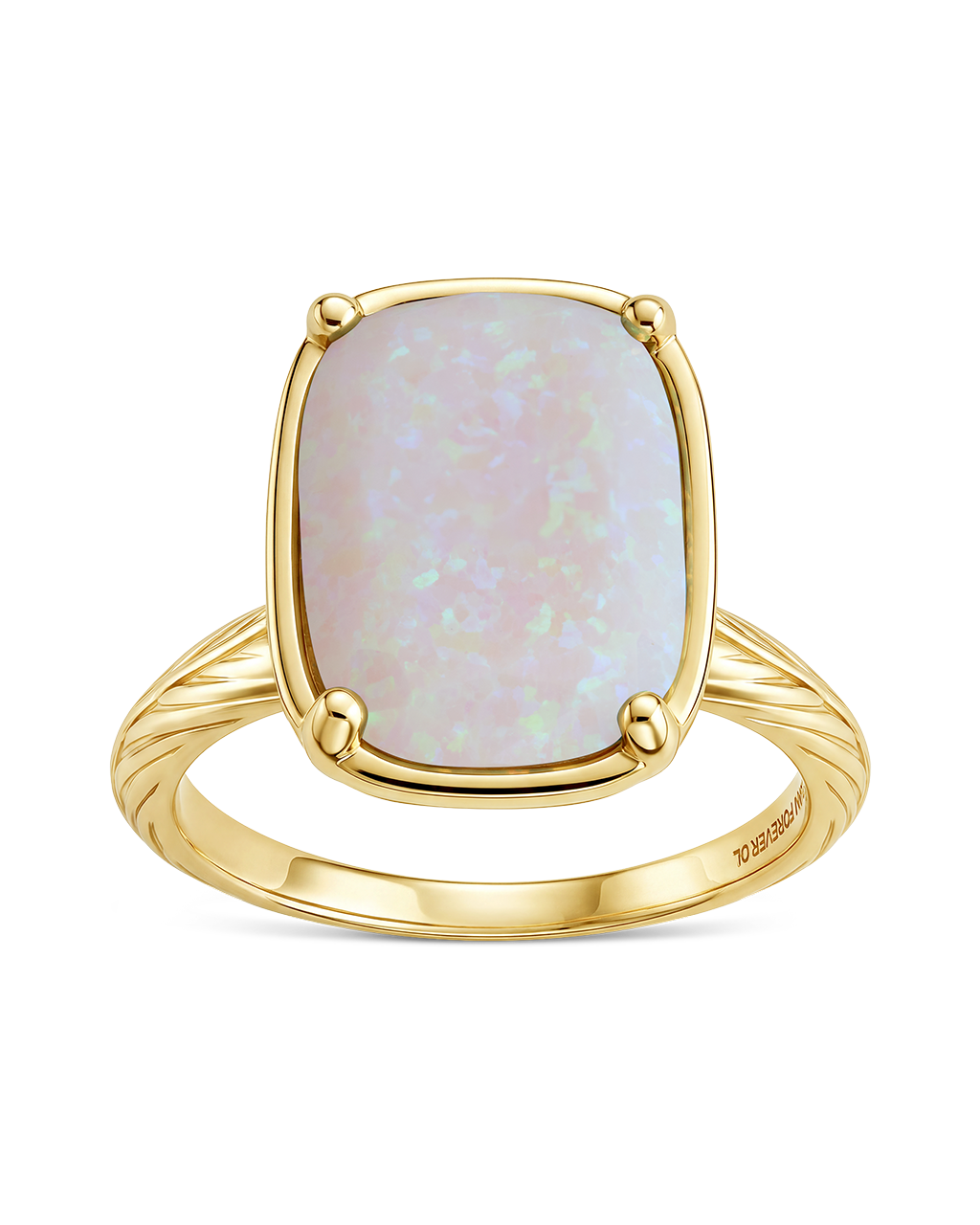Sterling Silver Milky Light Violet Opal Elongated Cushion Ring