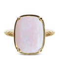 Sterling Silver Milky Light Violet Opal Elongated Cushion Ring