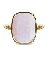 Sterling Silver Milky Light Violet Opal Elongated Cushion Ring