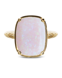 Sterling Silver Milky Light Violet Opal Elongated Cushion Ring