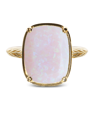 Sterling Silver Milky Light Violet Opal Elongated Cushion Ring