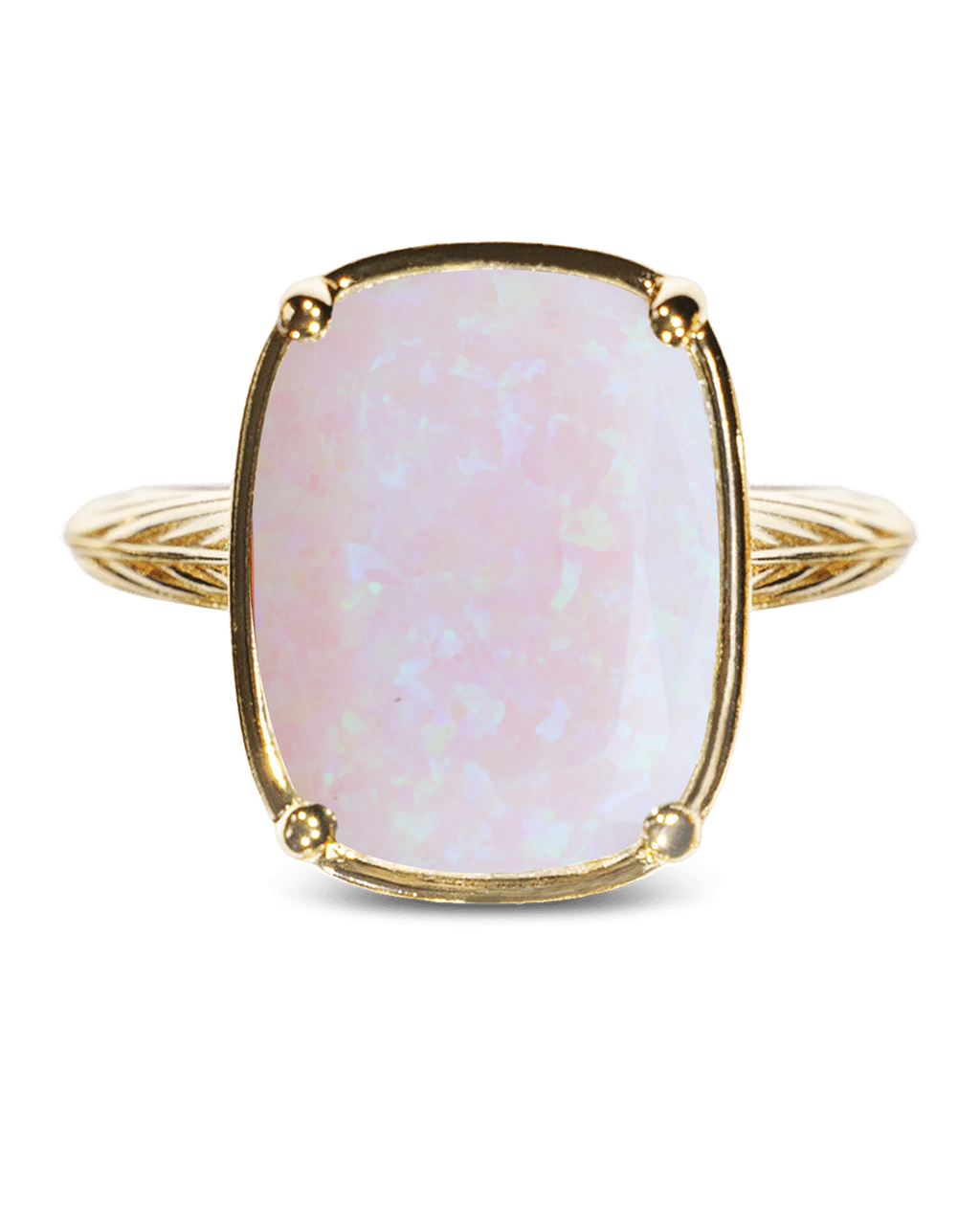 Sterling Silver Milky Light Violet Opal Elongated Cushion Ring