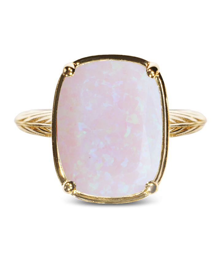 Sterling Silver Milky Light Violet Opal Elongated Cushion Ring