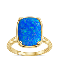 Sterling Silver Cobalt Blue Opal Elongated Cushion Ring