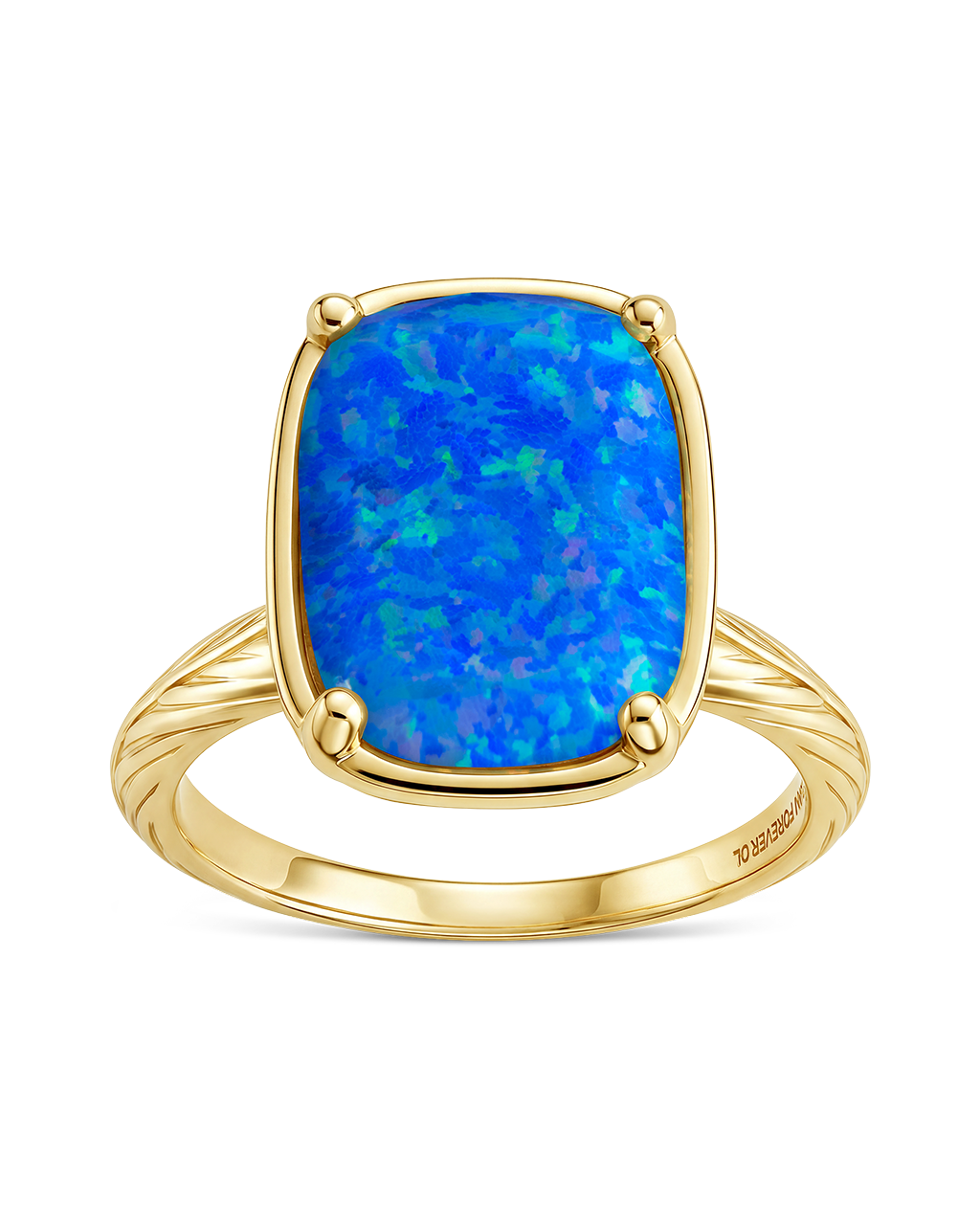 Sterling Silver Cobalt Blue Opal Elongated Cushion Ring