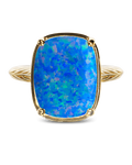 Sterling Silver Cobalt Blue Opal Elongated Cushion Ring