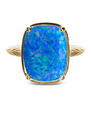 Sterling Silver Cobalt Blue Opal Elongated Cushion Ring