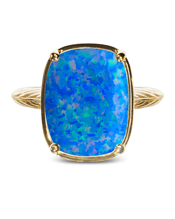 Sterling Silver Cobalt Blue Opal Elongated Cushion Ring