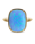Sterling Silver Ocean Blue Opal Elongated Cushion Ring
