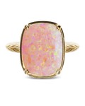 Sterling Silver Reddish Pink Opal Elongated Cushion Ring