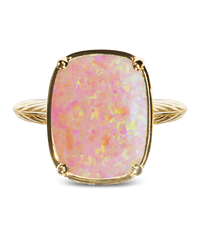 Sterling Silver Reddish Pink Opal Elongated Cushion Ring