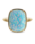 Sterling Silver Icy Blue Opal Elongated Cushion Ring