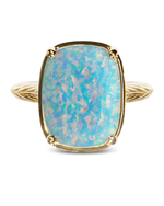 Sterling Silver Icy Blue Opal Elongated Cushion Ring