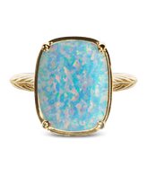 Sterling Silver Icy Blue Opal Elongated Cushion Ring
