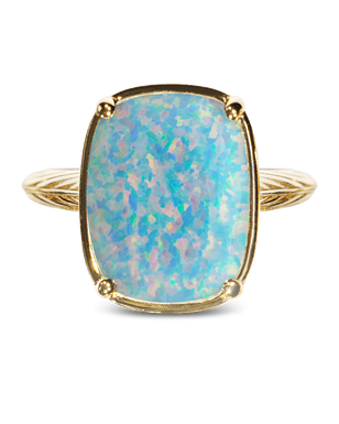 Sterling Silver Icy Blue Opal Elongated Cushion Ring