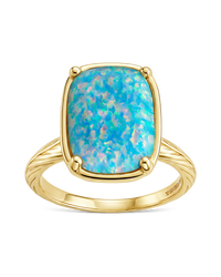 Sterling Silver Icy Blue Opal Elongated Cushion Ring