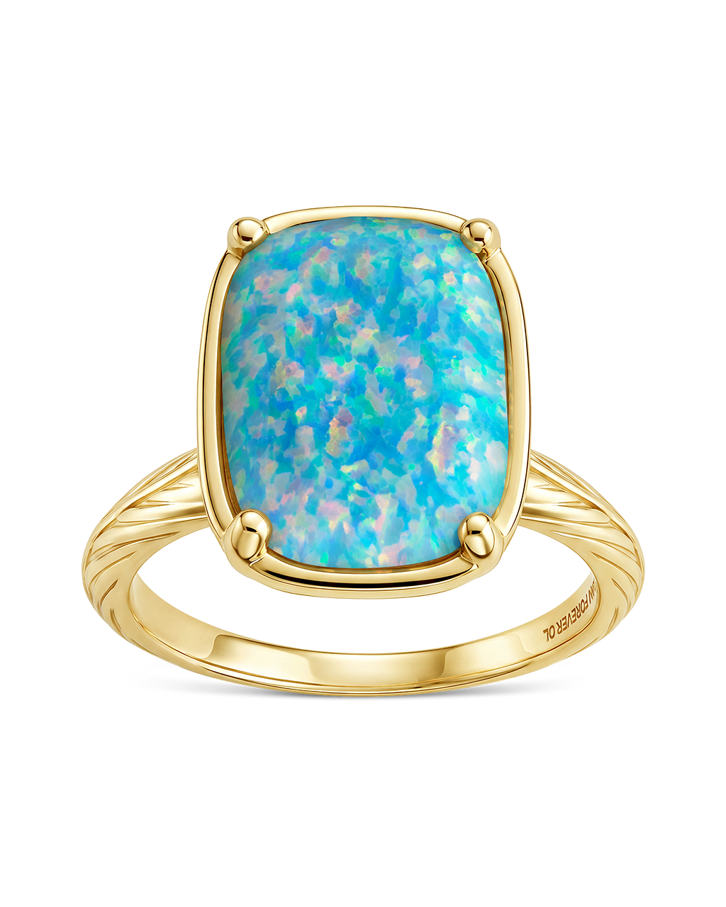 Sterling Silver Icy Blue Opal Elongated Cushion Ring