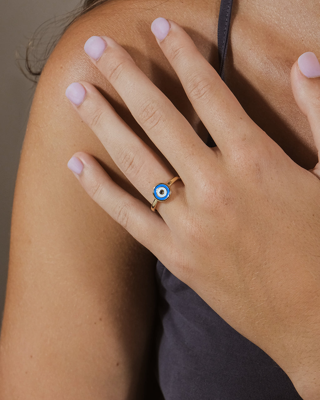 Woman Wearing Evil Eye Ring