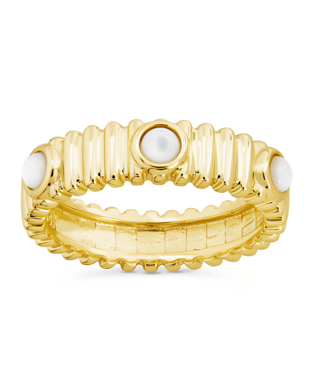 Sterling Silver Terry Pearl Studded Textured Ring - Sterling Forever