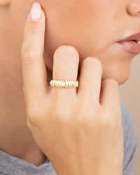 Sterling Silver Terry Pearl Studded Textured Ring - Sterling Forever