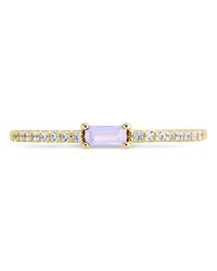 Sterling Silver Thin Moonstone CZ Stacking Birthstone Ring - Sterling Forever