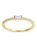 Sterling Silver Thin Moonstone CZ Stacking Birthstone Ring - Sterling Forever