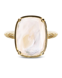 Sterling Silver Elongated Cushion Mother Of Pearl Cocktail Ring
