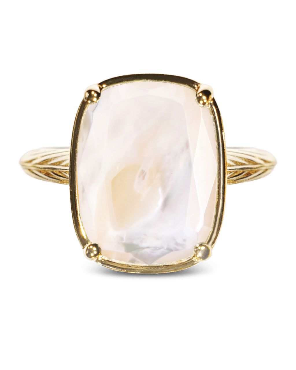 Sterling Silver Elongated Cushion Mother Of Pearl Cocktail Ring