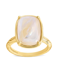 Sterling Silver Elongated Cushion Mother Of Pearl Cocktail Ring