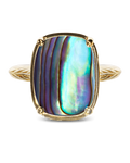 Sterling Silver Elongated Cushion Abalone Shell Cocktail Ring