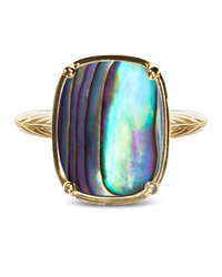 Sterling Silver Elongated Cushion Abalone Shell Cocktail Ring