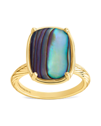 Sterling Silver Elongated Cushion Abalone Shell Cocktail Ring