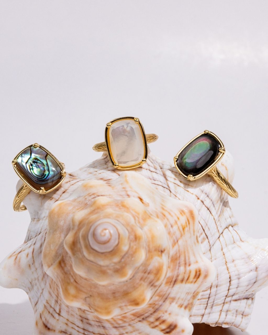 Sterling Silver Elongated Cushion Abalone Shell Cocktail Ring