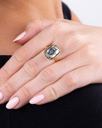 Sterling Silver Elongated Cushion Abalone Shell Cocktail Ring